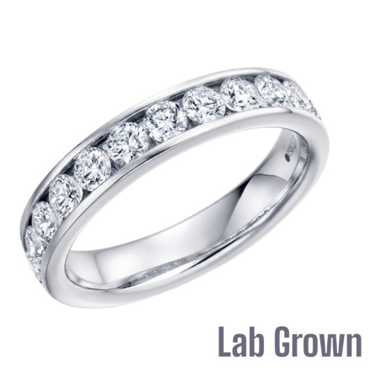 Lab Grown Platinum Brilliant Cut Diamond Channel Set Half Eternity Ring 1.00ct