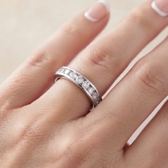 Lab Grown Platinum Brilliant Cut Diamond Channel Set Half Eternity Ring 1.00ct