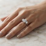 Lab Grown Platinum Oval Cut Diamond Trilogy Engagement Ring 2.30ct