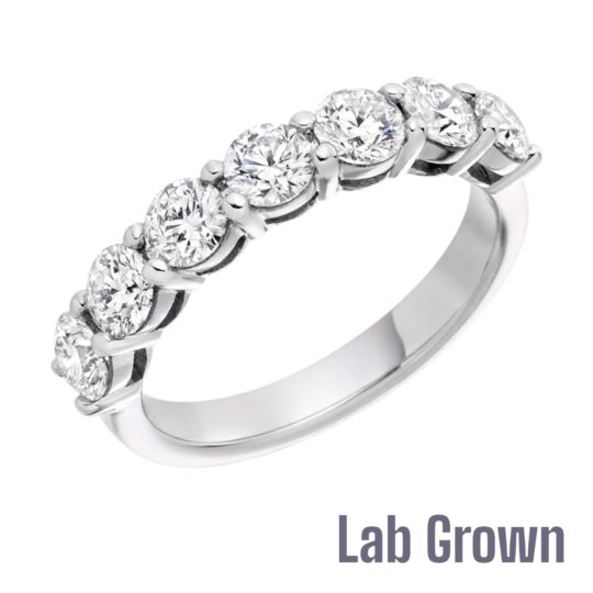 Lab Grown Platinum Brilliant Cut Diamond Seven Stone Eternity Ring 1.50ct