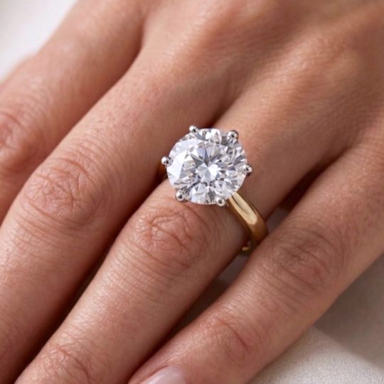 Lab Grown 18ct Yellow Gold Brilliant Cut Diamond Solitaire Engagement Ring 4.00ct