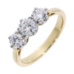 18ct Yellow Gold Brilliant Cut Diamond Rex Set Trilogy Engagement Ring 1.00ct