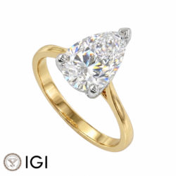Lab-Grown 18ct Yellow Gold Pear Shape Diamond Solitaire Engagement Ring 2.50ct