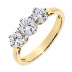 18ct Yellow Gold Brilliant Cut Diamond Rex Set Trilogy Engagement Ring 1.00ct