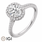 Lab-Grown Platinum Oval Cut Diamond Halo Engagement Ring 1.45ct