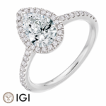 Lab-Grown Platinum Pear Shape Diamond Halo Engagement Ring 1.40ct