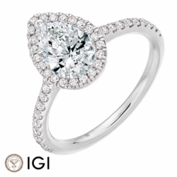 Lab-Grown Platinum Pear Shape Diamond Halo Engagement Ring 1.40ct