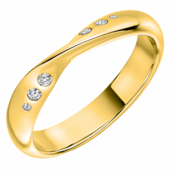 Lab-Grown Diamond 9ct Yellow Gold Brilliant Cut Twist Wedding Ring 0.09ct